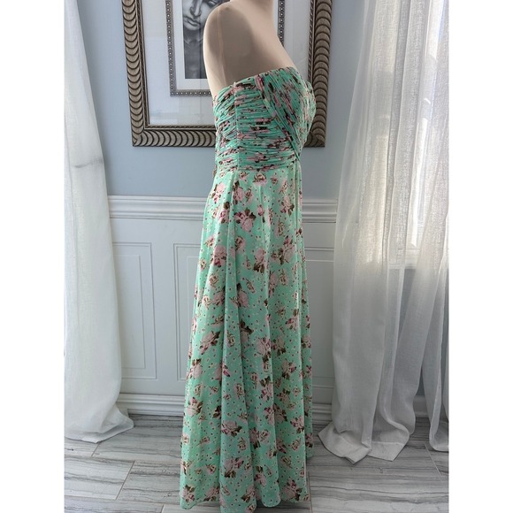 Allure Bridals Strapless Sweetheart Floral Ruched Maxi Dress Size 12 - Picture 2 of 10